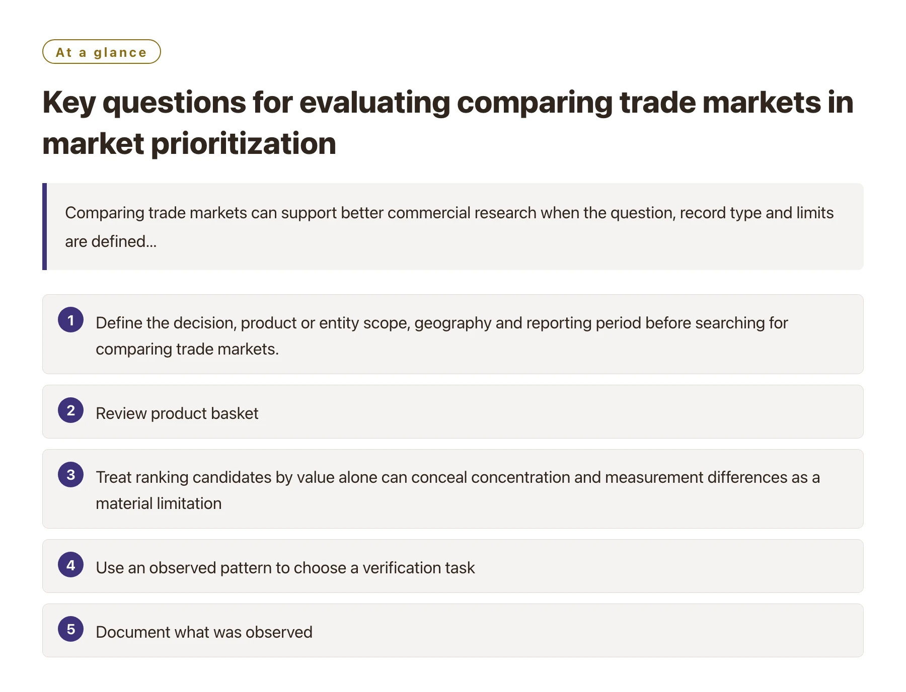 Key questions for evaluating comparing trade markets in market prioritization——全文要点速览